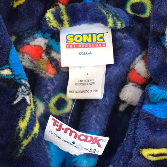 NWT Boys SONIC the hedgehog fuzzy bathrobe - size 4 - Picture 2 of 4